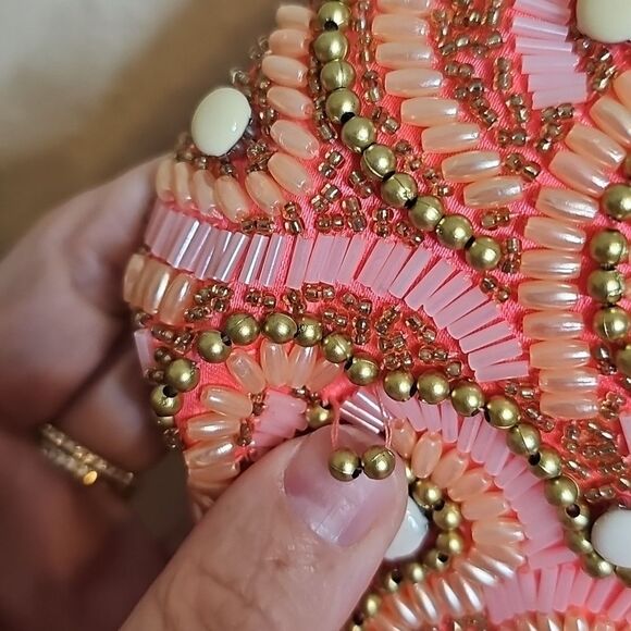 NWT Rachel Allan Neon Coral Beaded Halter A Line Backless Formal Gown 8 - Picture 12 of 15